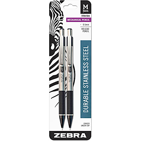 Zebra Pen M 301 Stainless Steel Mechanical Pencils Pack Of 2