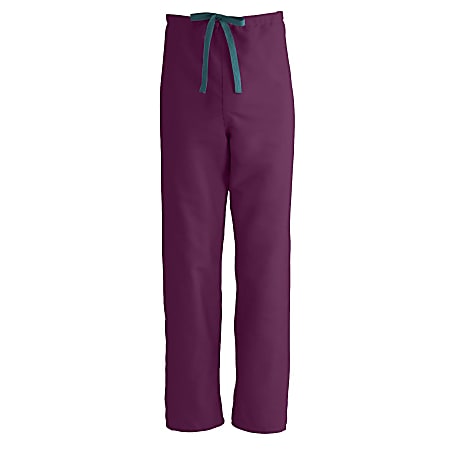 Medline ComfortEase™ Unisex Reversible Drawstring Scrub Pants, 4X, Wine