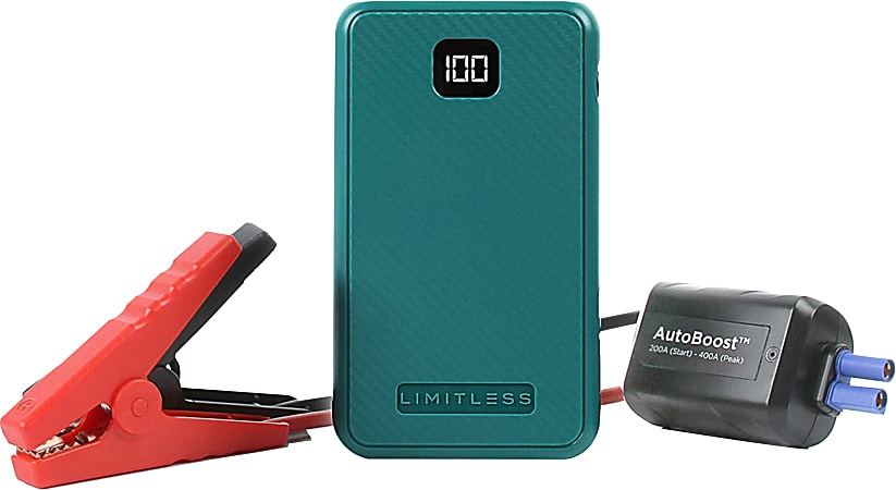 Limitless Innovations AutoBoost Portable Jump Starter/Power Bank/Flashlight, Evergreen, LIM-ABST-032