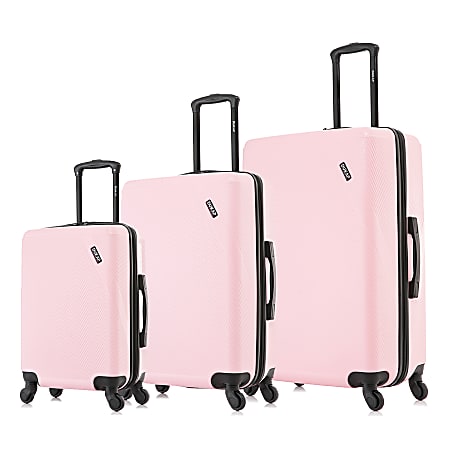 DUKAP Discovery ABS Hardside Spinner 3-Piece Luggage Set, Pink