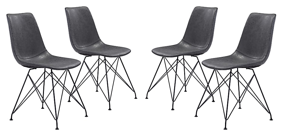 Zuo Modern Pelham Dining Chairs, Vintage Black, Set Of 4 Chairs