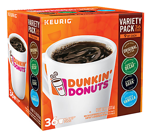 Dunkin' Donuts® Single-Serve Coffee K-Cup® Variety Pack, Carton Of 36