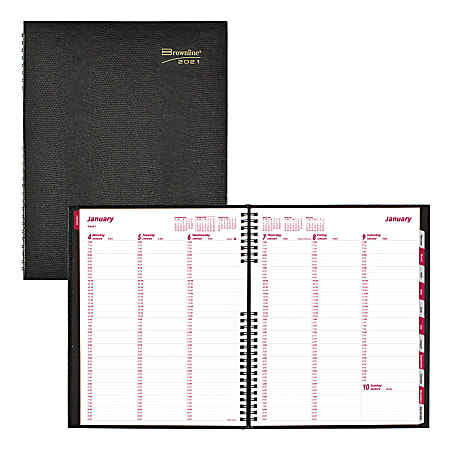 Brownline® CoilPro Weekly Appointment Book, 11" x 8 1/2", 50% Recycled, FSC® Certified, Black, January to December 2021