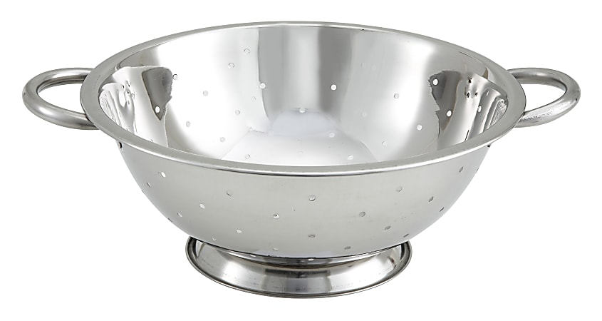 Winco Stainless-Steel Colander, 5 Qt, 12", Silver