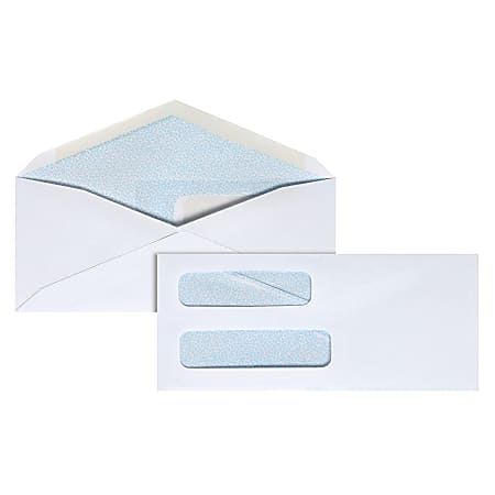 Office Depot® Brand #8 5/8 Security Envelopes, Double Window, 3-5/8" x 8-5/8", Gummed Seal, White, Box Of 500