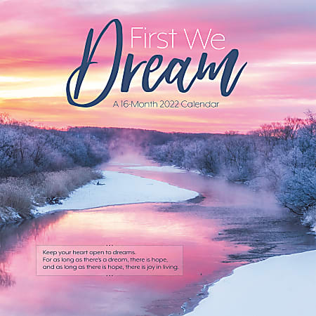 DateWorks Wall Calendar, 12" x 12", First We Dream, January To December 2022, 223020