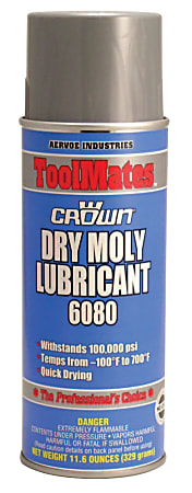 Aervoe Crown Dry Moly Lubricant Aerosol Spray, 11.6 Oz, Pack Of 12 Cans