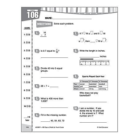 Shell Education 180 Days of Math Practice Grade 4 - Office Depot