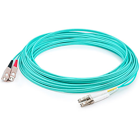 AddOn 5m LC (Male) to SC (Male) Aqua OM3 Duplex Fiber OFNR (Riser-Rated) Patch Cable - 100% compatible and guaranteed to work