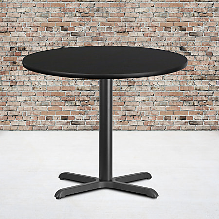 Flash Furniture Round Laminate Table Top With Table Height Base, 31-3/16”H x 36”W x 36”D, Black