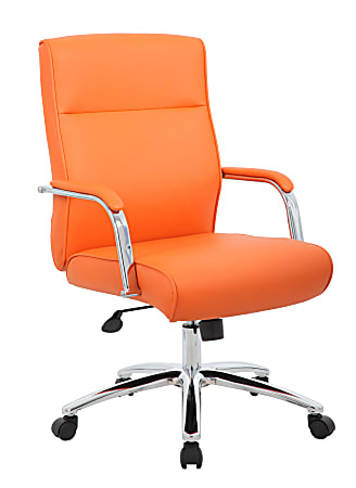 Boss Office Products Modern Executive Ergonomic Vinyl Conference Chair, Mid Back, Orange/Orange