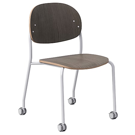 KFI Studios Tioga Laminate Guest Chair With Casters, Dark Chestnut/Silver