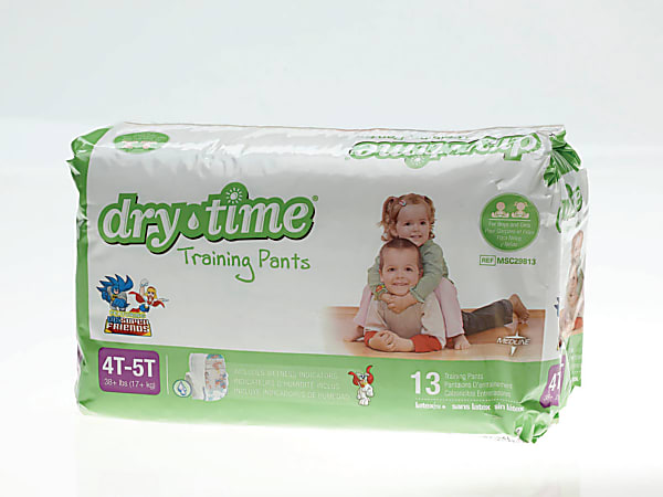 DryTime Disposable Training Pants, X-Large, 4T - 5T, White, 13 Training Pants Per Bag, Case Of 8 Bags