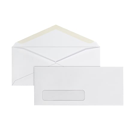 Office Depot® Brand #10 Envelopes, Left Window, Gummed Seal, White, Box Of 500