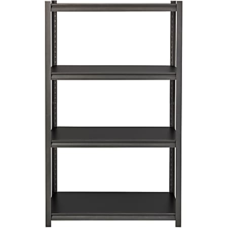 Lorell® Steel Shelving Unit, 4 Shelves, 30% Recycled, Black