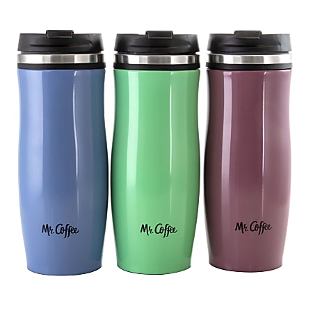 Mr. Coffee Insulated Thermal Travel Mugs 12.5 Oz Set Of 3 Mugs - Office  Depot