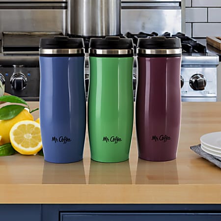 Mr. Coffee Insulated Thermal Travel Mugs 12.5 Oz Set Of 3 Mugs - Office  Depot