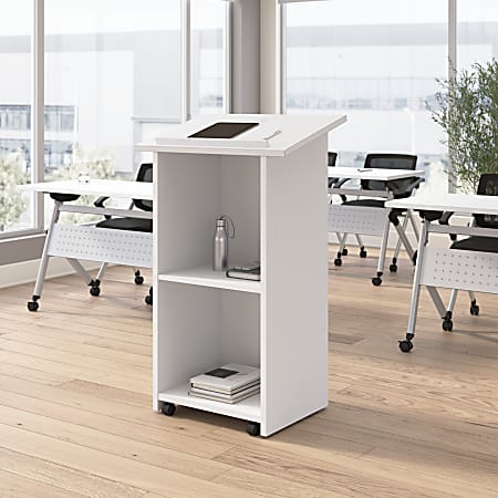 Bush Business Furniture Envision Stand Up Lectern, 29"W x 48"H, White, Standard Delivery