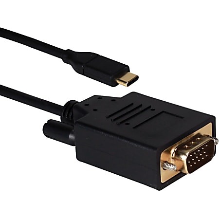 QVS 6ft USB-C / Thunderbolt 3 to VGA Video Converter Cable - 6 ft USB/VGA Video Cable for Smartphone, Projector, Chromebook, Monitor, MacBook, HDTV, Tablet, Video Device