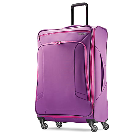 American Tourister 4 KIX Rolling Spinner 28 14 H x 19 W x 10 12 D PurplePink Office Depot