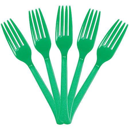 JAM PAPER Premium Utensils Party Pack, Plastic Forks, Green, 48 Disposable Forks/Pack 