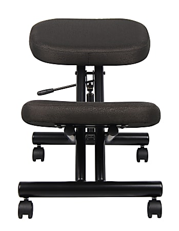 Gymax Velvet Cushioned Ergonomic Kneeling Chair in Black plus Natural  Upright Posture Support Chair with Backrest GYM11901 - The Home Depot