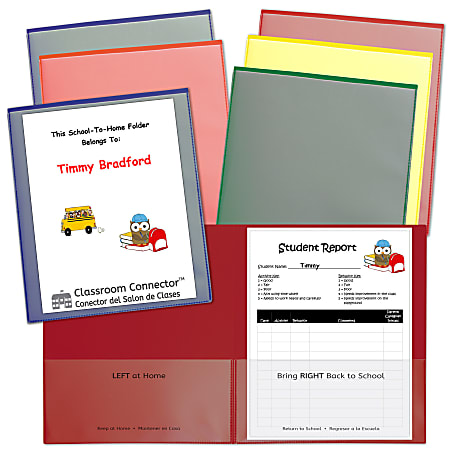 C-Line Classroom Connector School-To-Home 2-Pocket Folders, Letter Size, Assorted Colors, Pack Of 36 Folders