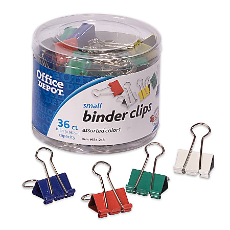 Office Depot® Brand Fashion Binder Clips, 3/4", Assorted Colors, Pack Of 36