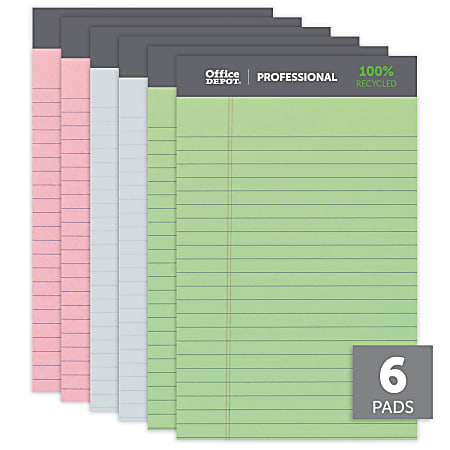 Office Depot Brand Professional Writing Pads 8 12 x 11 34 LegalWide Ruled  50 Sheets Canary Pack Of 8 - Office Depot