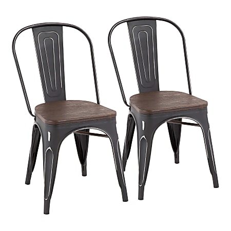 LumiSource Oregon Stackable Dining Chairs, Black/Espresso, Set Of 2 Chairs