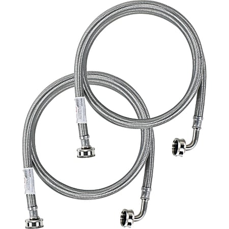 Certified Appliance Accessories 2 PK Braided Stainless Steel Washing Machine Hoses with Elbow - 48" - WM48SSL2PK