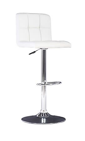 Powell® Home Fashions Metal Quilted PU Bar Stool, White/Chrome