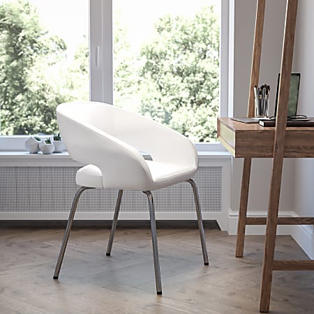 Flash Furniture Fusion Contemporary LeatherSoft&trade; Faux Leather Side Reception Chair, White