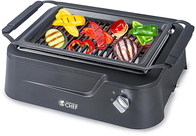 Commercial Chef Indoor Smokeless Infrared Grill, 7”H x 19-1/2”W x 14-13/16”D, Black