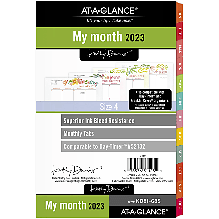 AT-A-GLANCE Kathy Davis 2023 RY Monthly Planner Refill, Loose-Leaf, Desk Size, 5 1/2" x 8 1/2"