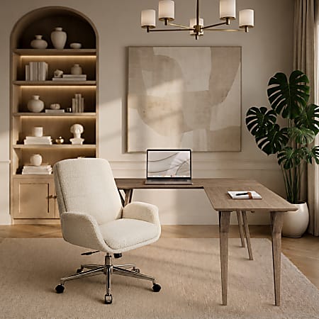 Realspace&reg; Modern Comfort Midora Boucl&eacute; Fabric Mid-Back Office Chair, Soft Oat, BIFMA Compliant