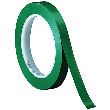 3M™ 471 Vinyl Tape, 3" Core, 0.25" x 36 Yd., Green, Case Of 3