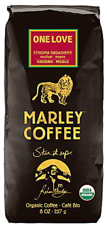 Marley Coffee One Love 100% Ethiopia Yirgacheffe Organic Ground Coffee, 8 Oz.