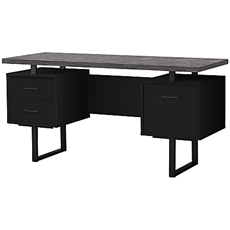 Monarch Specialties Violet 60"W Computer Desk, Black/Gray