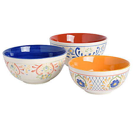 Gibson Laurie Gates Tierra 3-Piece Nesting Bowl Set, Assorted Colors