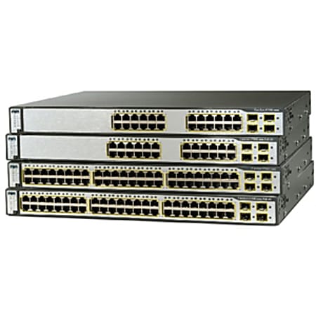 Cisco Catalyst 3750V2-24PS Stackable Ethernet Switch - 2 x SFP (mini-GBIC) - 24 x 10/100Base-FX