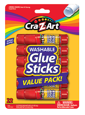 Cra-Z-Art Washable School Glue Sticks, 0.21 Oz, Pack Of 12 Sticks