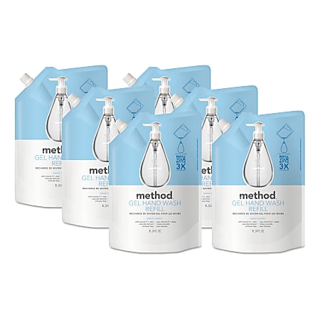 Method Sweet Water Gel Hand Wash Refill - Sweet Water Scent - 34 fl oz (1005.5 mL) - Squeeze Bottle Dispenser - Hand - Clear - Triclosan-free - 6 / Carton