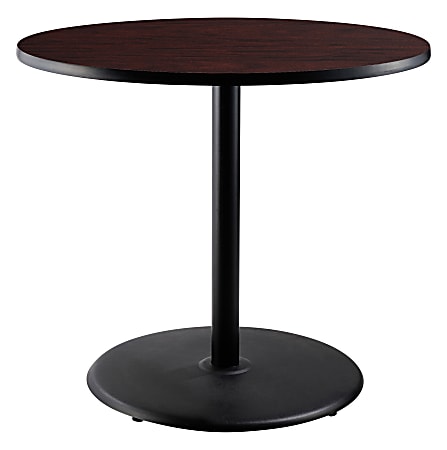 National Public Seating Round Café Table, 36"H x 36"W x 36"D, Mahogany/Black