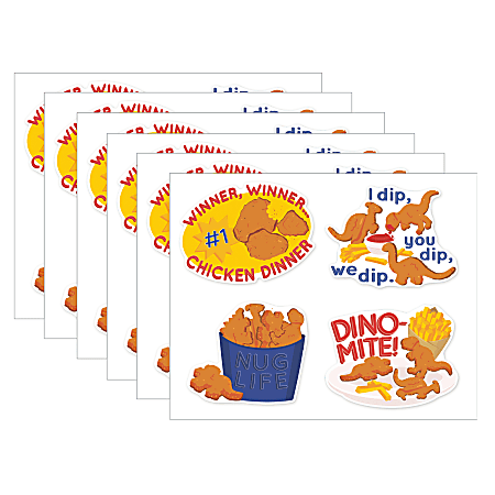 Eureka Jumbo Scented Stickers, Chicken Nuggets, 12 Stickers Per Pack, Set Of 6 Packs