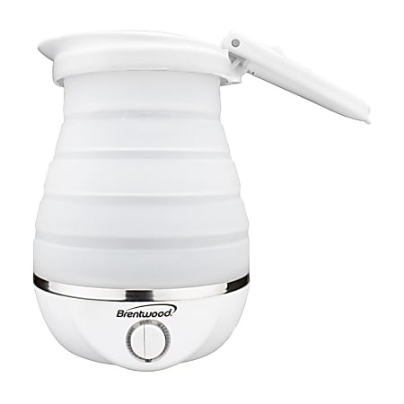 Brentwood Dual Voltage 3.3-Cup Collapsible Plastic Travel Kettle, White