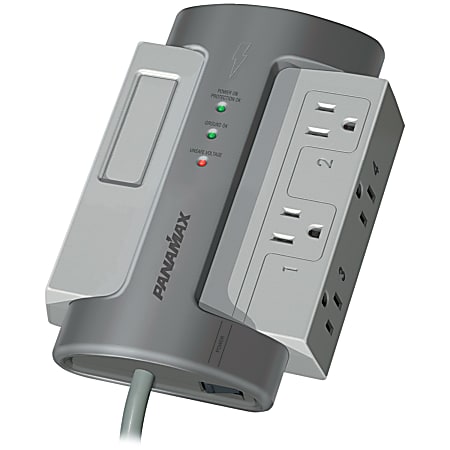 Panamax MAX M4-EX Surge Protector 4-Outlet Surge Protector, 8’, Gray/Black