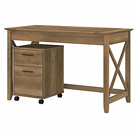 Bush Furniture Key West 48"W Writing Desk With 2-Drawer Mobile File Cabinet, Reclaimed Pine, Standard Delivery
