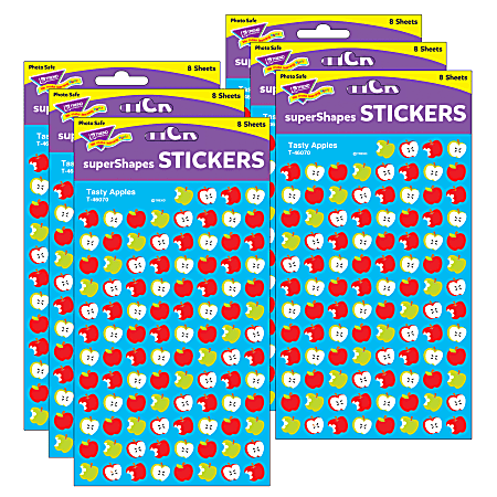 Trend superShapes Stickers, Tasty Apples, 800 Stickers Per Pack, Set Of 6 Packs