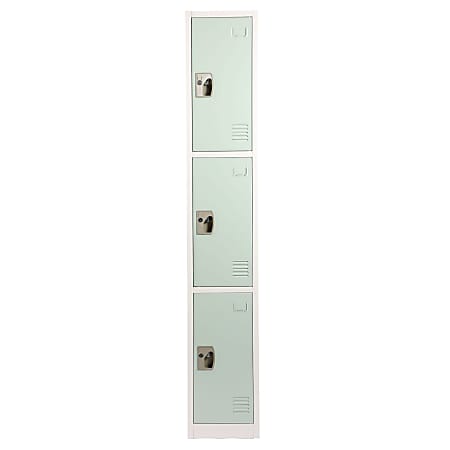 Alpine Large 3-Tier Steel Locker, 72”H x 12”W x 12”D, Misty Green